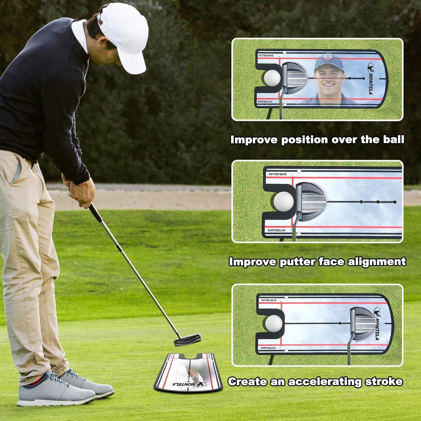 Putting Mirror, Putting Mirror Training Aid for Golf, Portable Training Aid, Golf Putting Alignment Mirror Practice Putting Trainer for Beginner Golfing Equipment and Accessories