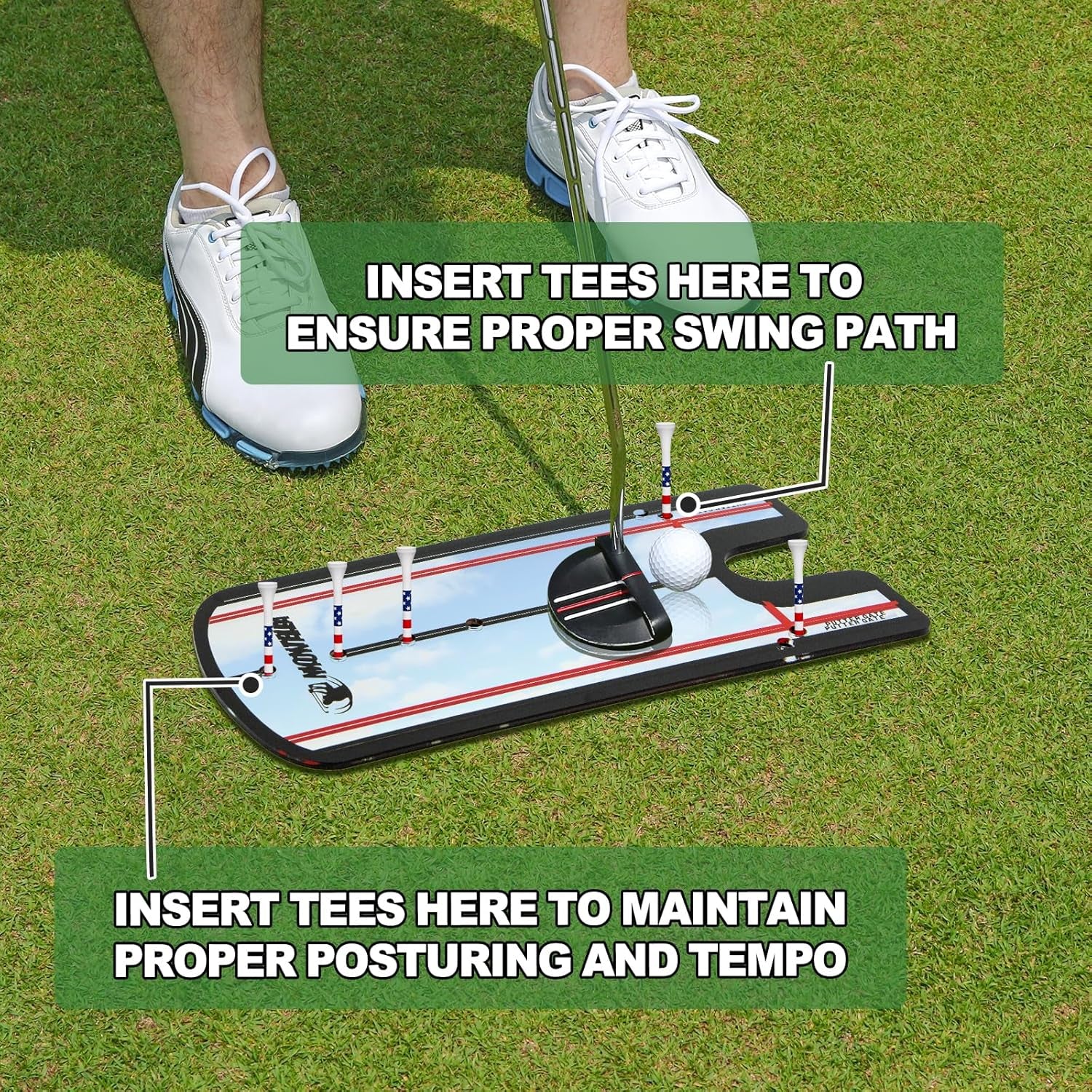 Putting Mirror, Putting Mirror Training Aid for Golf, Portable Training Aid, Golf Putting Alignment Mirror Practice Putting Trainer for Beginner Golfing Equipment and Accessories