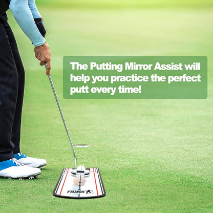 Putting Mirror, Putting Mirror Training Aid for Golf, Portable Training Aid, Golf Putting Alignment Mirror Practice Putting Trainer for Beginner Golfing Equipment and Accessories
