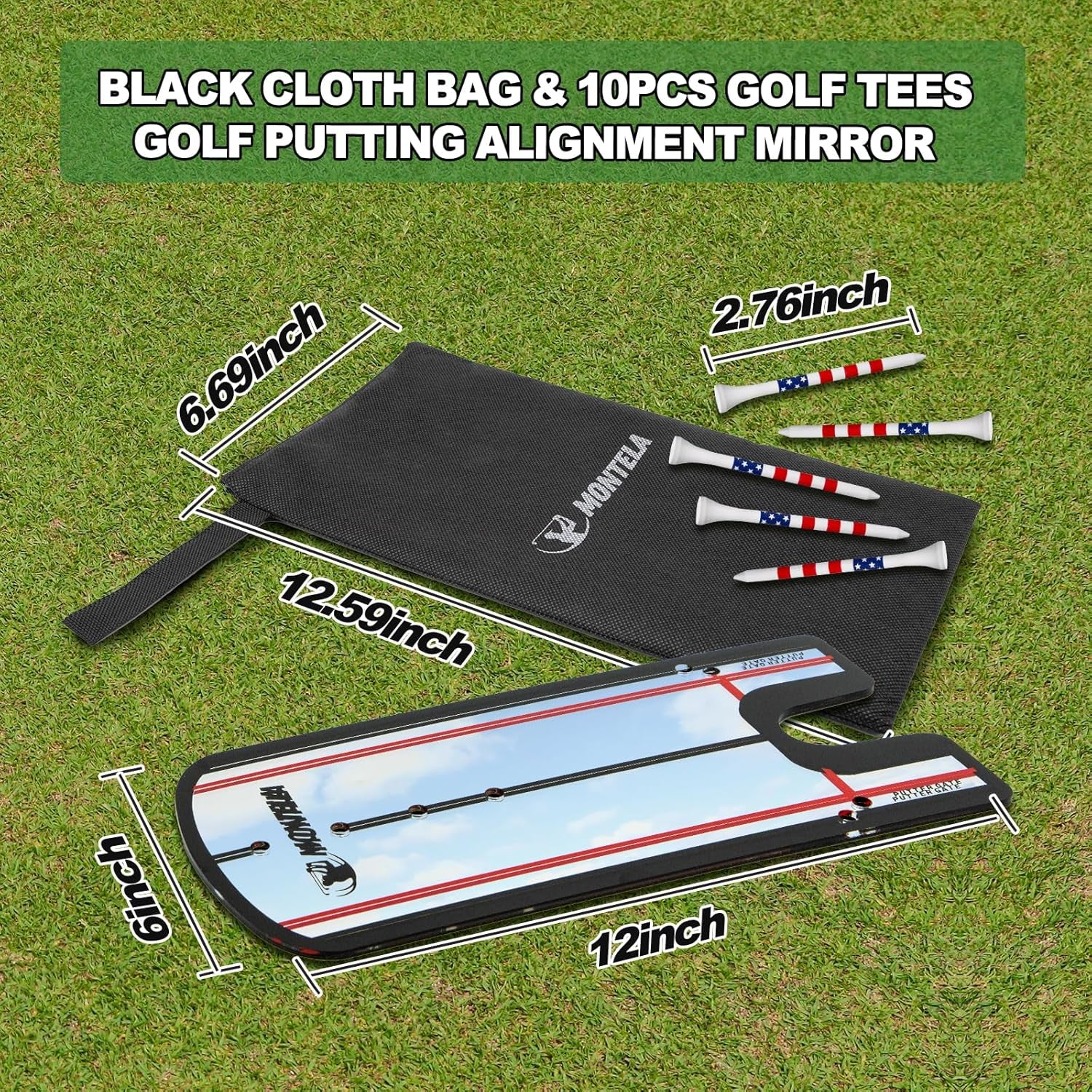 Putting Mirror, Putting Mirror Training Aid for Golf, Portable Training Aid, Golf Putting Alignment Mirror Practice Putting Trainer for Beginner Golfing Equipment and Accessories
